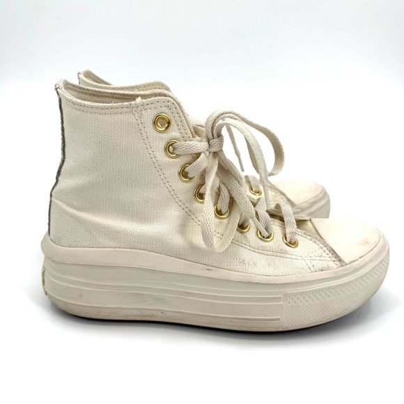 Converse Other - Converse Chuck Taylor All Star Move Platform High Top Cream Gold Kids‎ 3.5